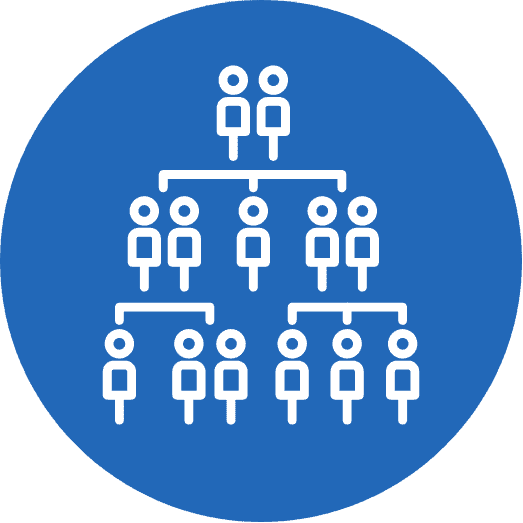 Hierarchy icon with the blue background