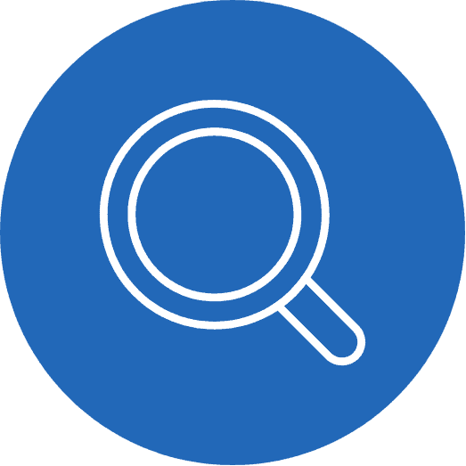 magnifying glass icon with the blue background