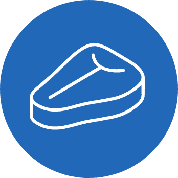 An icon of a steak with the blue background